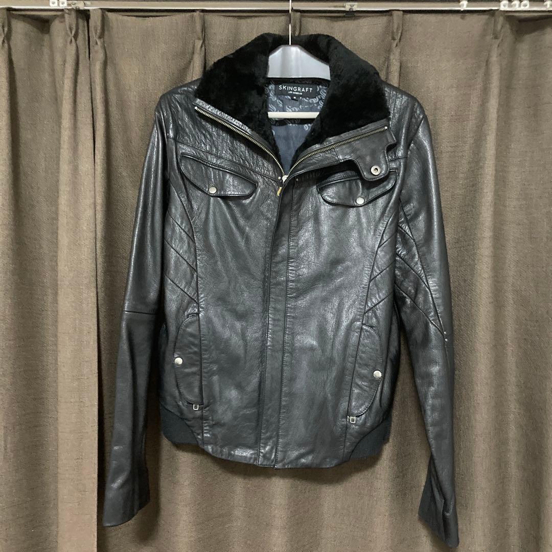 アーカイブ　SKINGRAFT ムートン　レザー シングルライダースジャケット