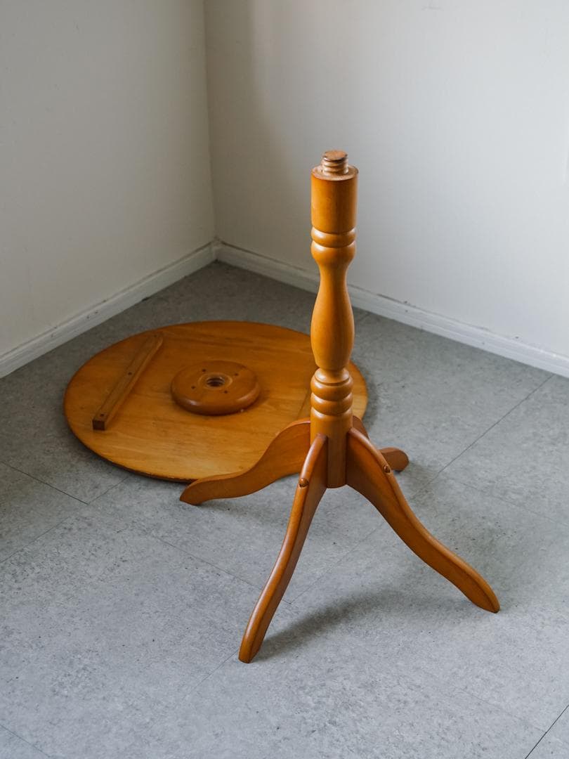 ヴィンテージ 木製ラウンドテーブル 天然木 古道具 モダン アンティーク