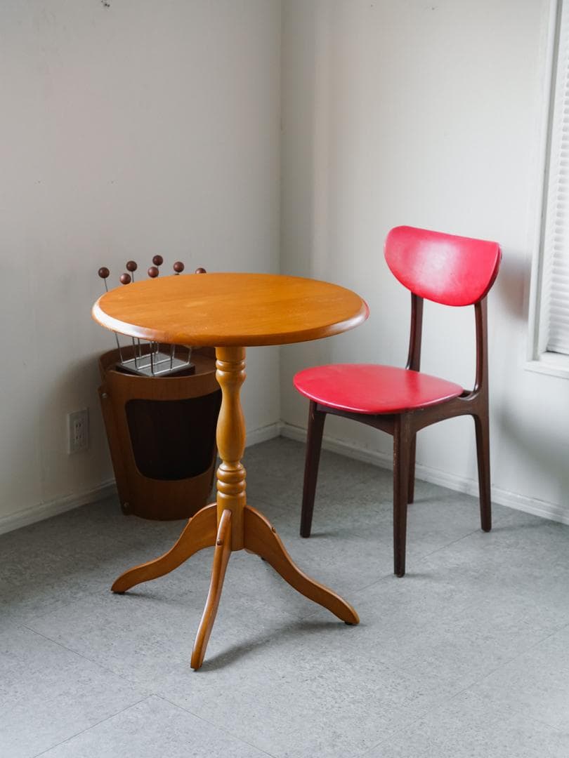 ヴィンテージ 木製ラウンドテーブル 天然木 古道具 モダン アンティーク