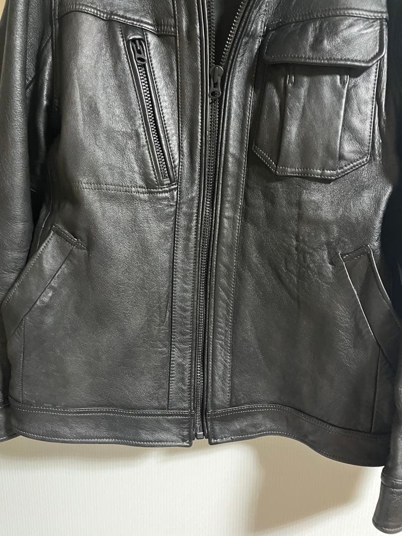 AVIREX ブラック レザージャケット 羊革 XL ブラック 黒