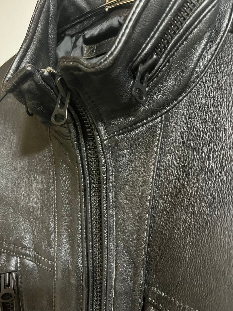 AVIREX ブラック レザージャケット 羊革 XL ブラック 黒