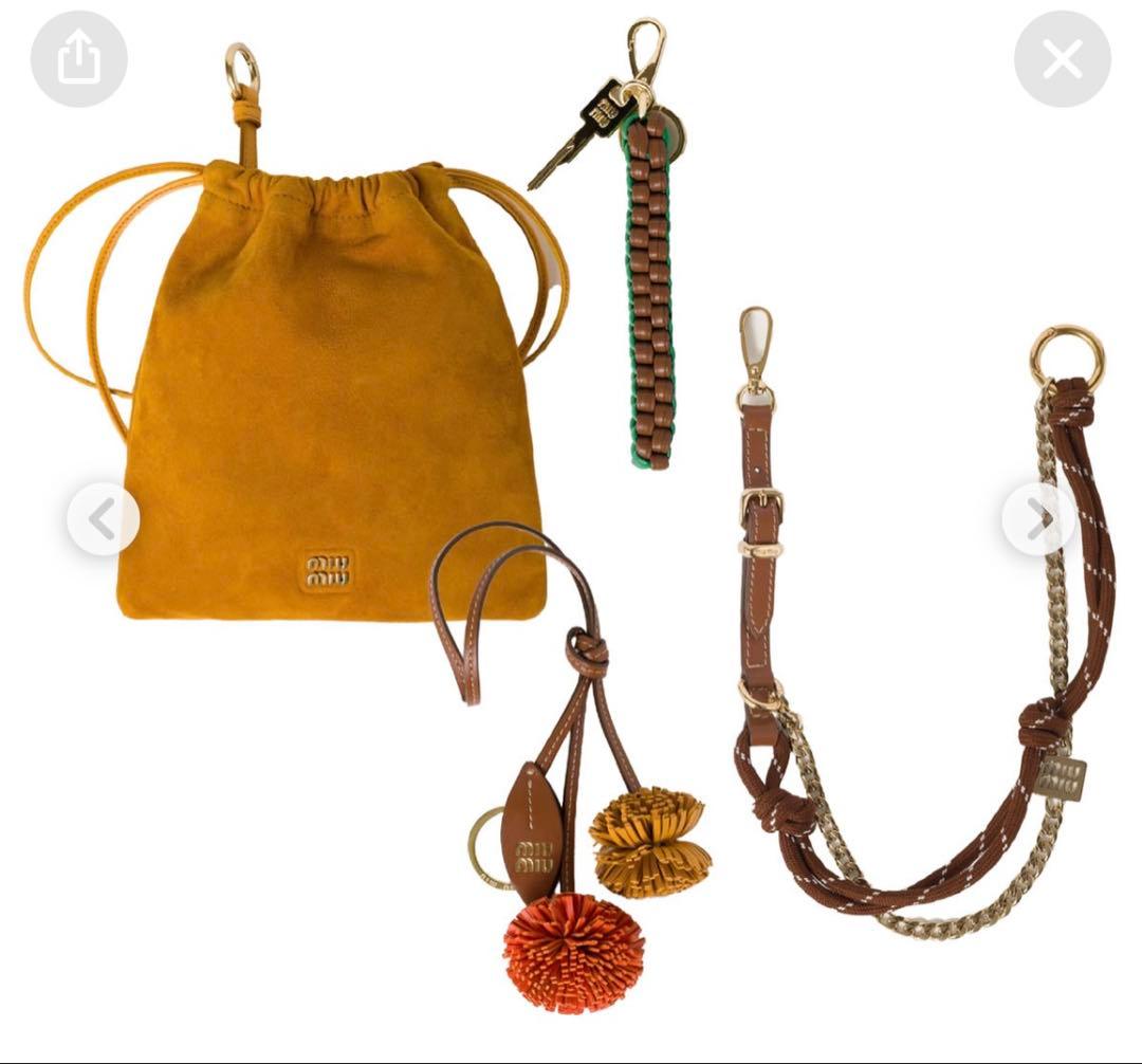 miumiu ミュウミュウ シルクサテン ポーチ 巾着 オリーブグリーン