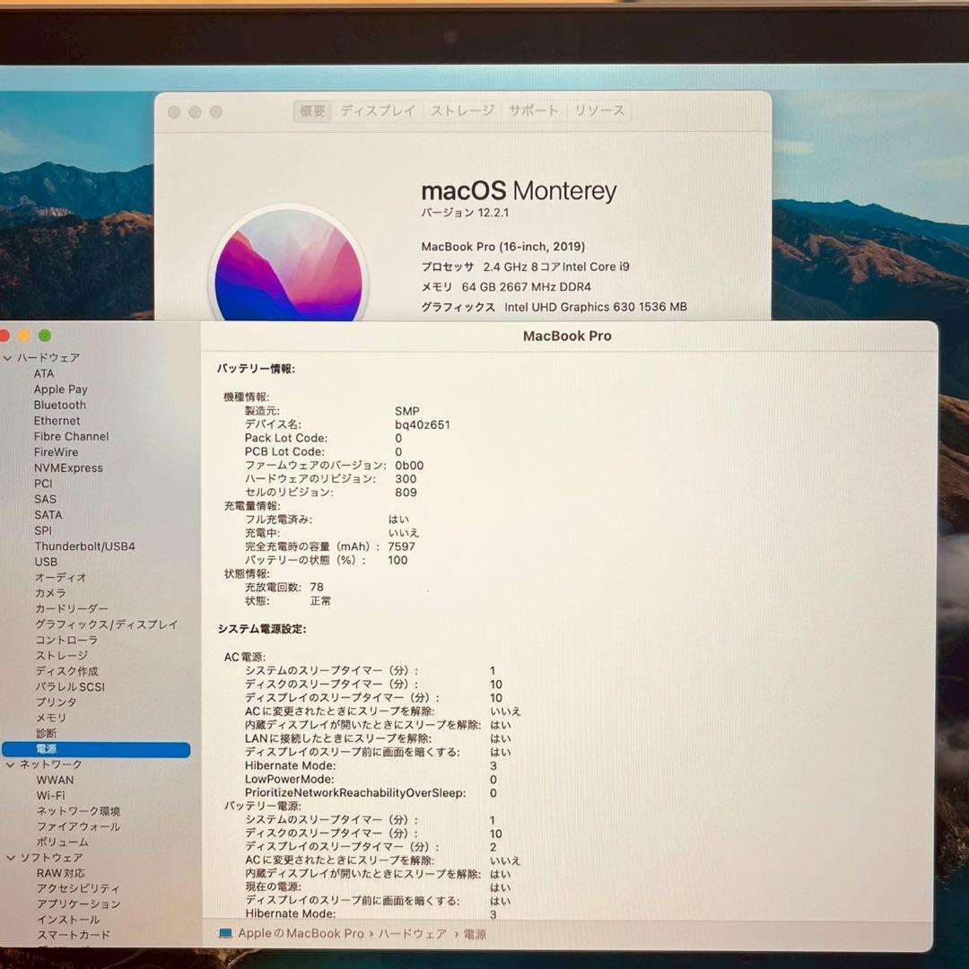 MacBook pro 16インチ 2019 i9 64GB 1TB 管3643