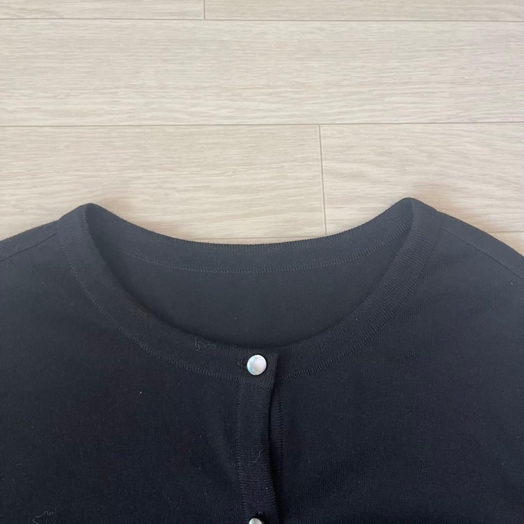 【極美品】フォクシー レース切替 ニット カーディガン コットン 黒 サイズ40