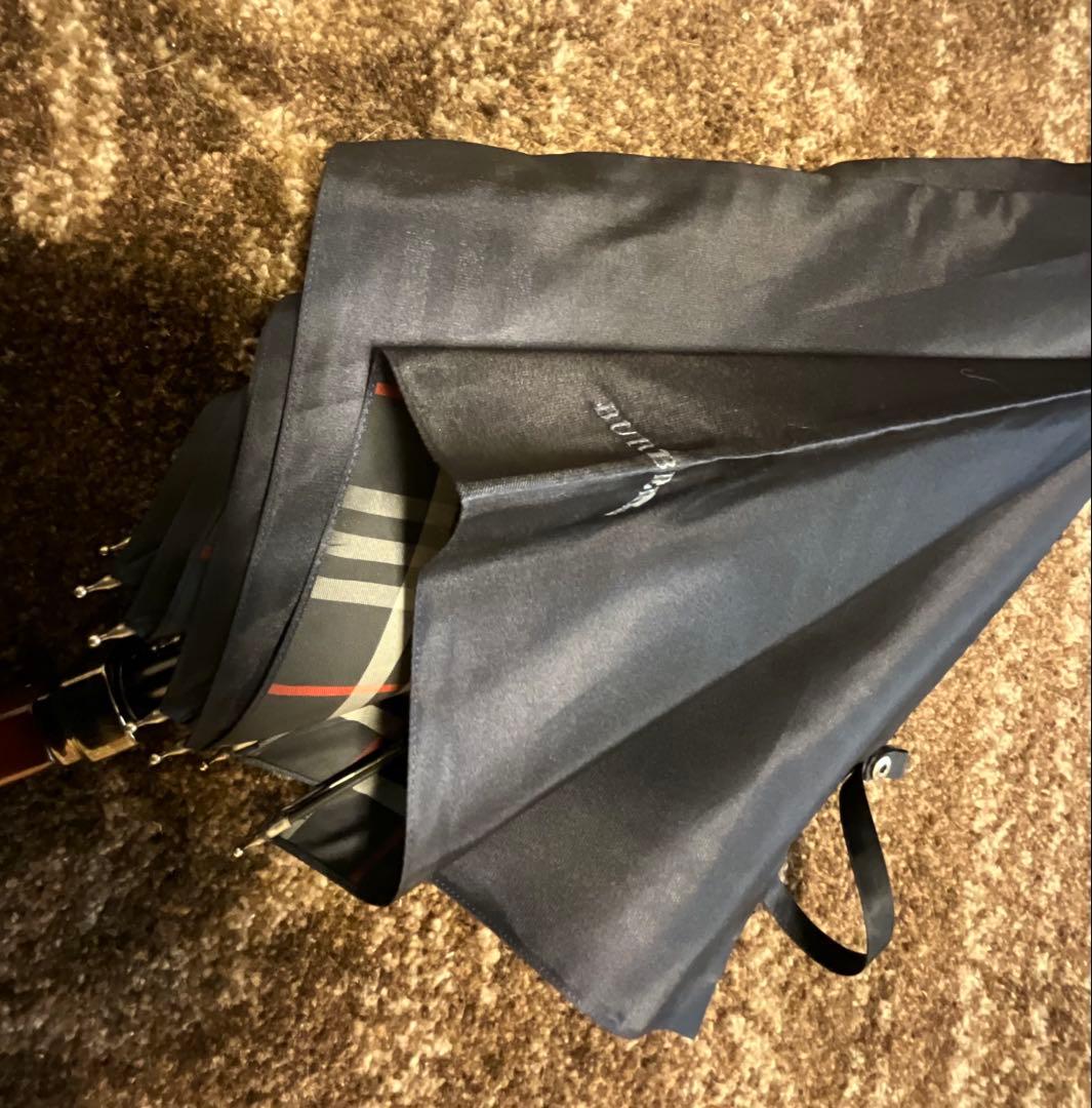 【jyu】BURBERRY バーバーリー 紺色 長傘 メンズ
