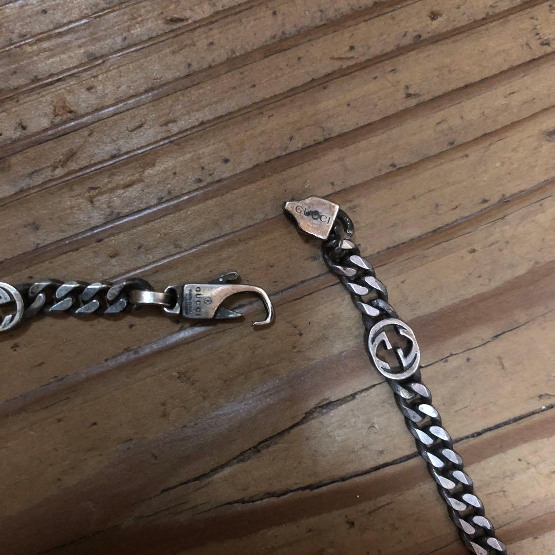 シルバー編み込みネックレス ロゴ付き