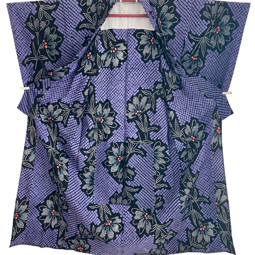 ★ゆうこです★™️60/4紫　身丈155 有松絞り　絞り染め　絞り浴衣　浴衣