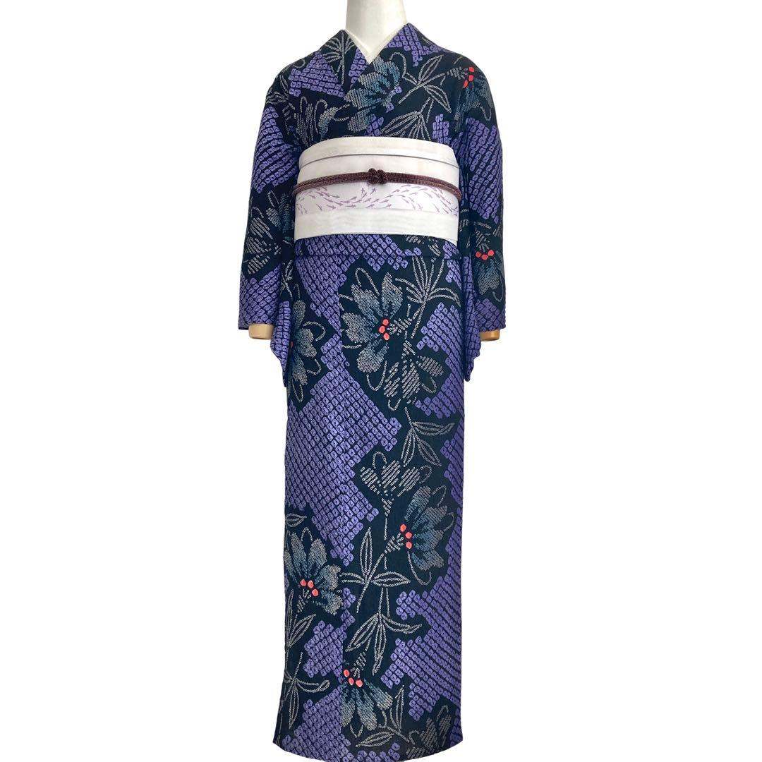 ★ゆうこです★™️60/4紫　身丈155 有松絞り　絞り染め　絞り浴衣　浴衣