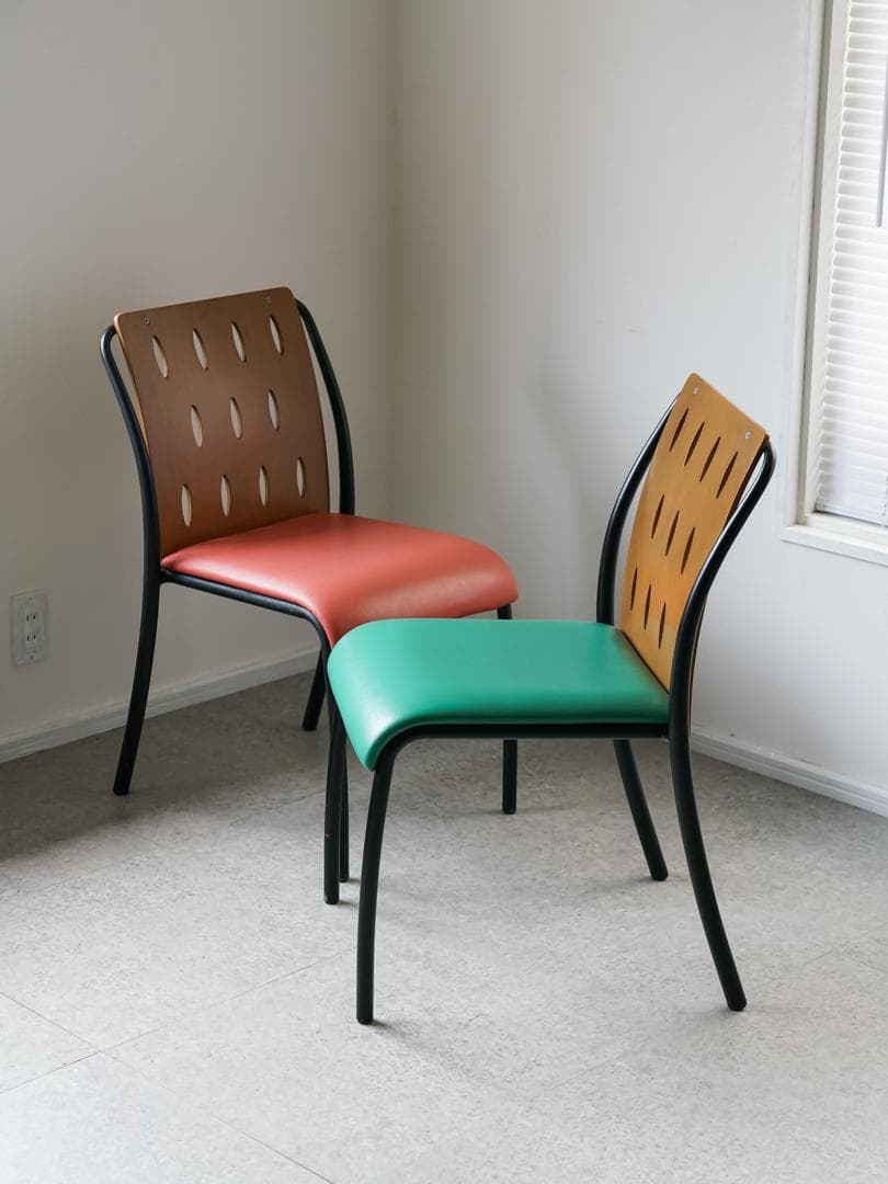 廃盤 \"CRES\" vintage チェア 2脚 レトロ ポストモダン