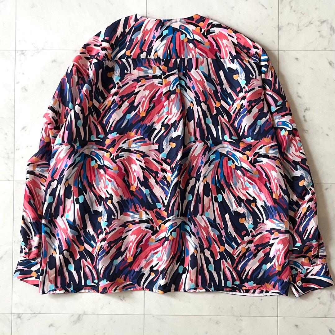 定価8,7万♪極美品 ドゥロワー シルクプリントボウタイブラウス 36 日本製