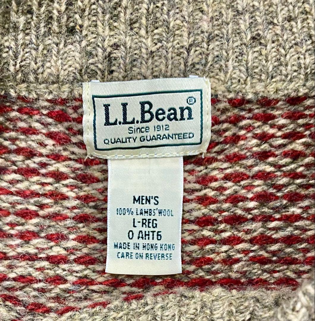 レアカラー 90s LLBean バーズアイニット　レッド×霜降りオリーブ