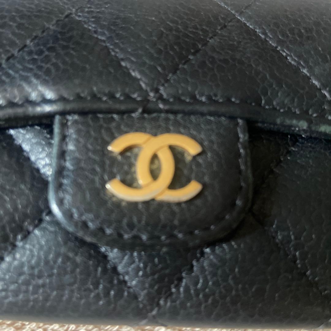 CHANEL 黒 レザー キーケース