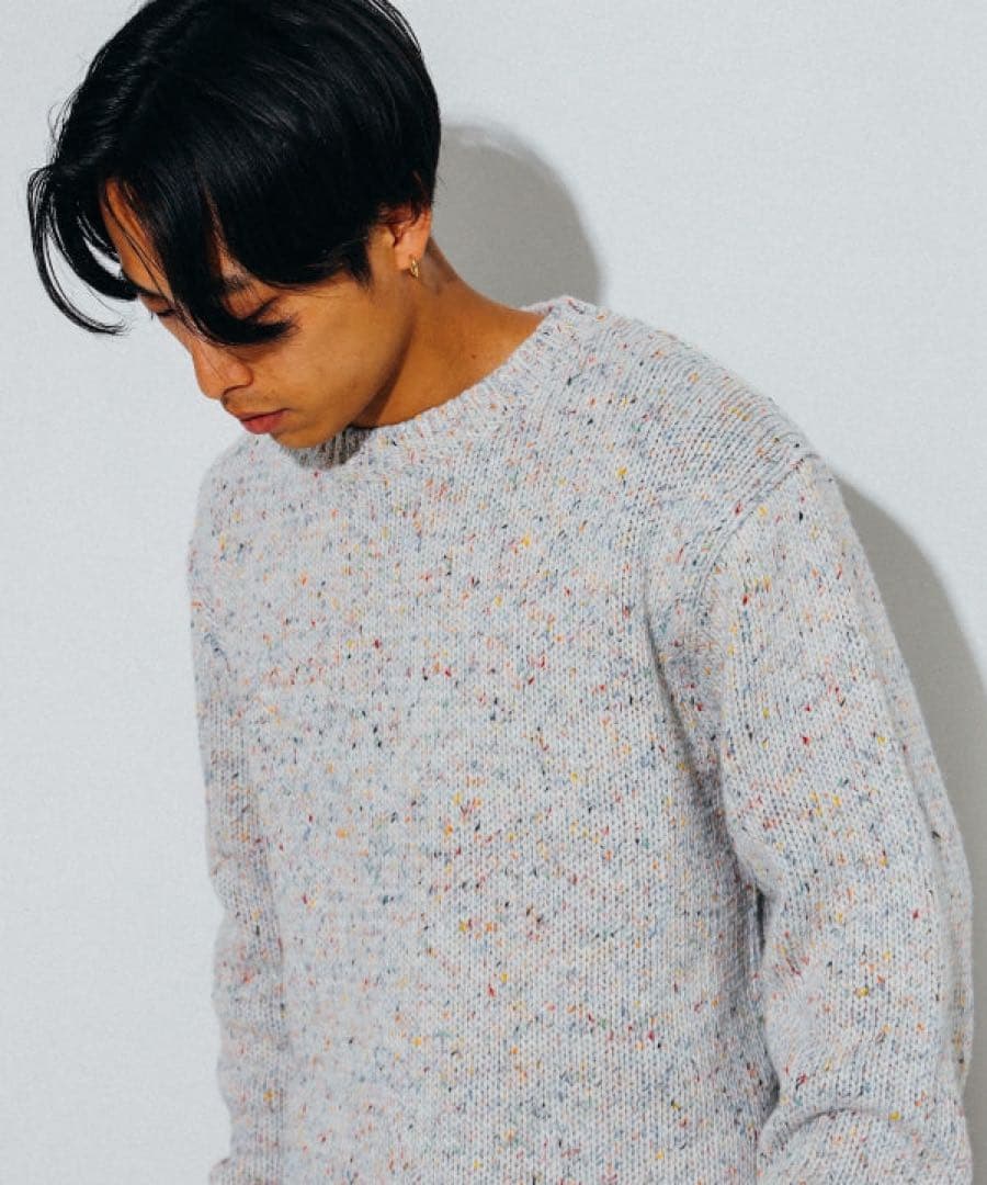 3ゲージ カラーネップ クルーネック ニット 24FW