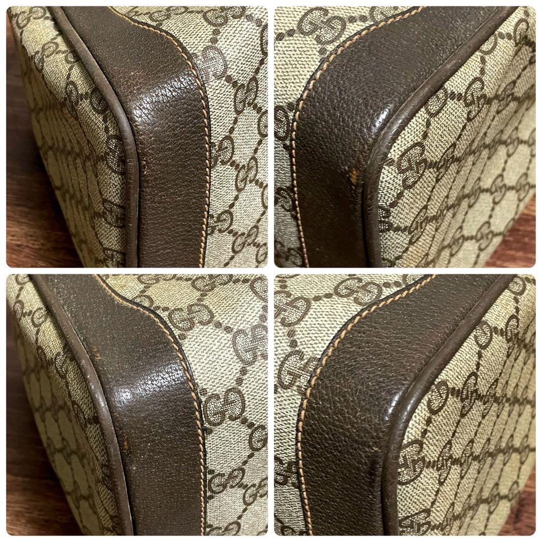 グッチ GGスプリーム PVC × レザー ハンド バッグ ボストン シェリー.