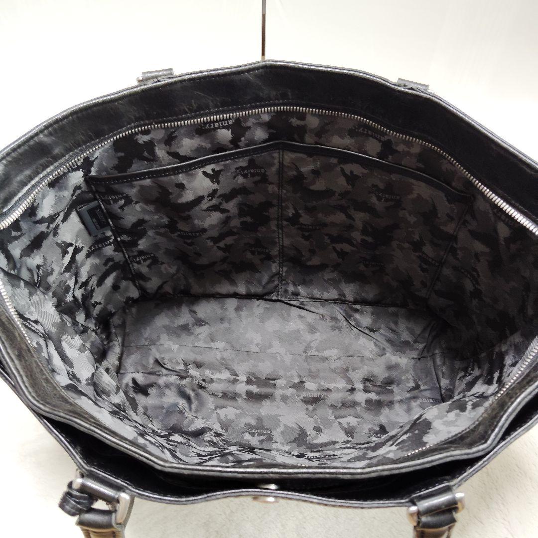 【艶】アニアリ　ビジネストート　ブリーフケース　オールレザー　舟形　A4　黒