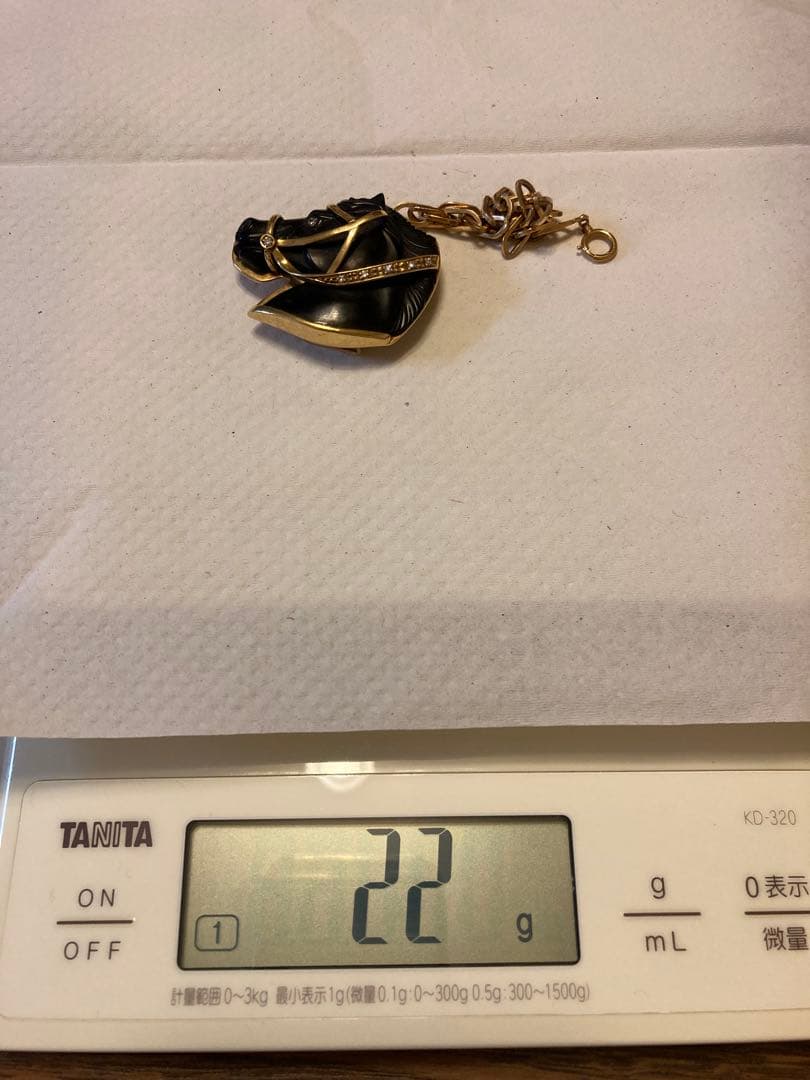 ［希少］K18 金18 ダイヤ ブローチ 馬