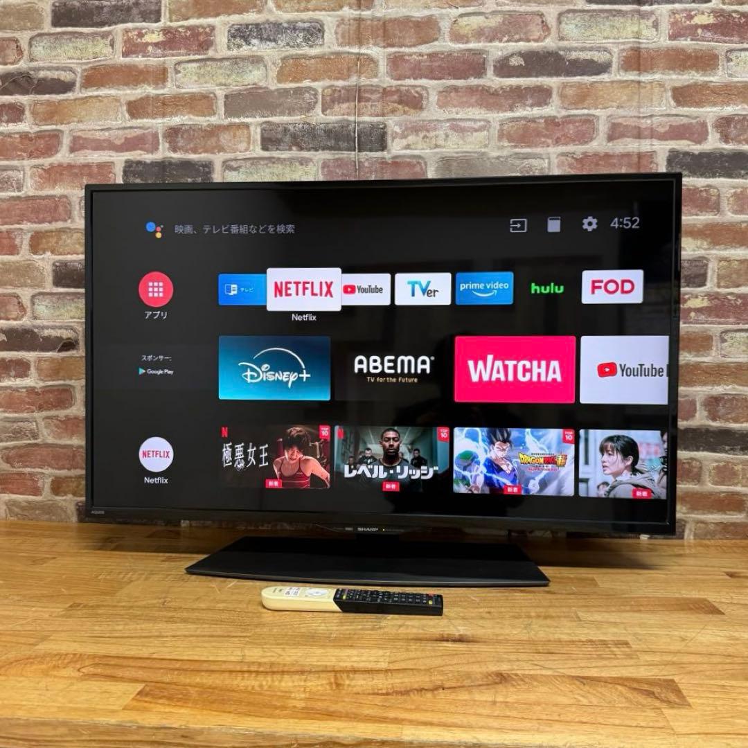 シャープ 40V型 4K液晶テレビ AQUOS 4T-C40BJ1 動画アプリ○