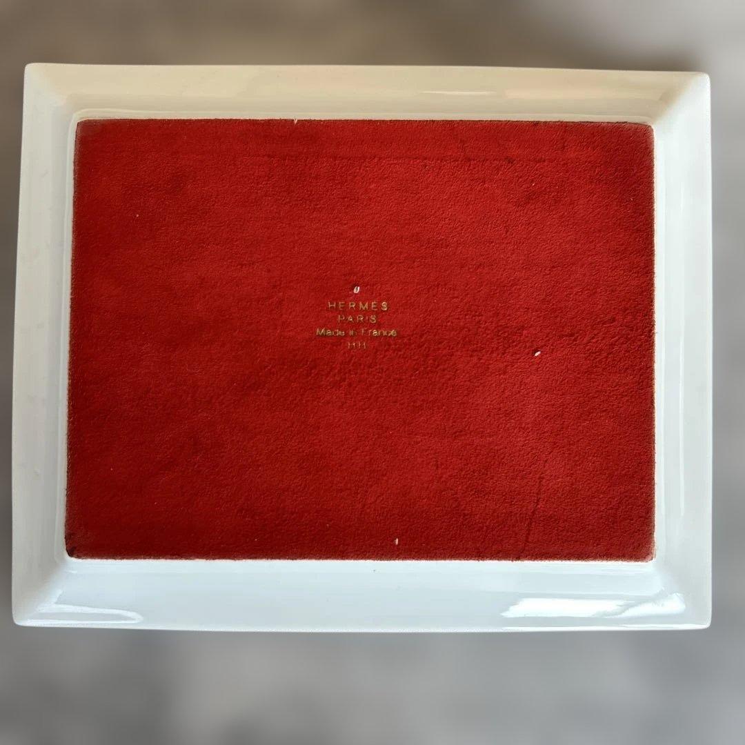 HERMES SELLIER 赤 陶器トレイ　灰皿　アッシュトレイ