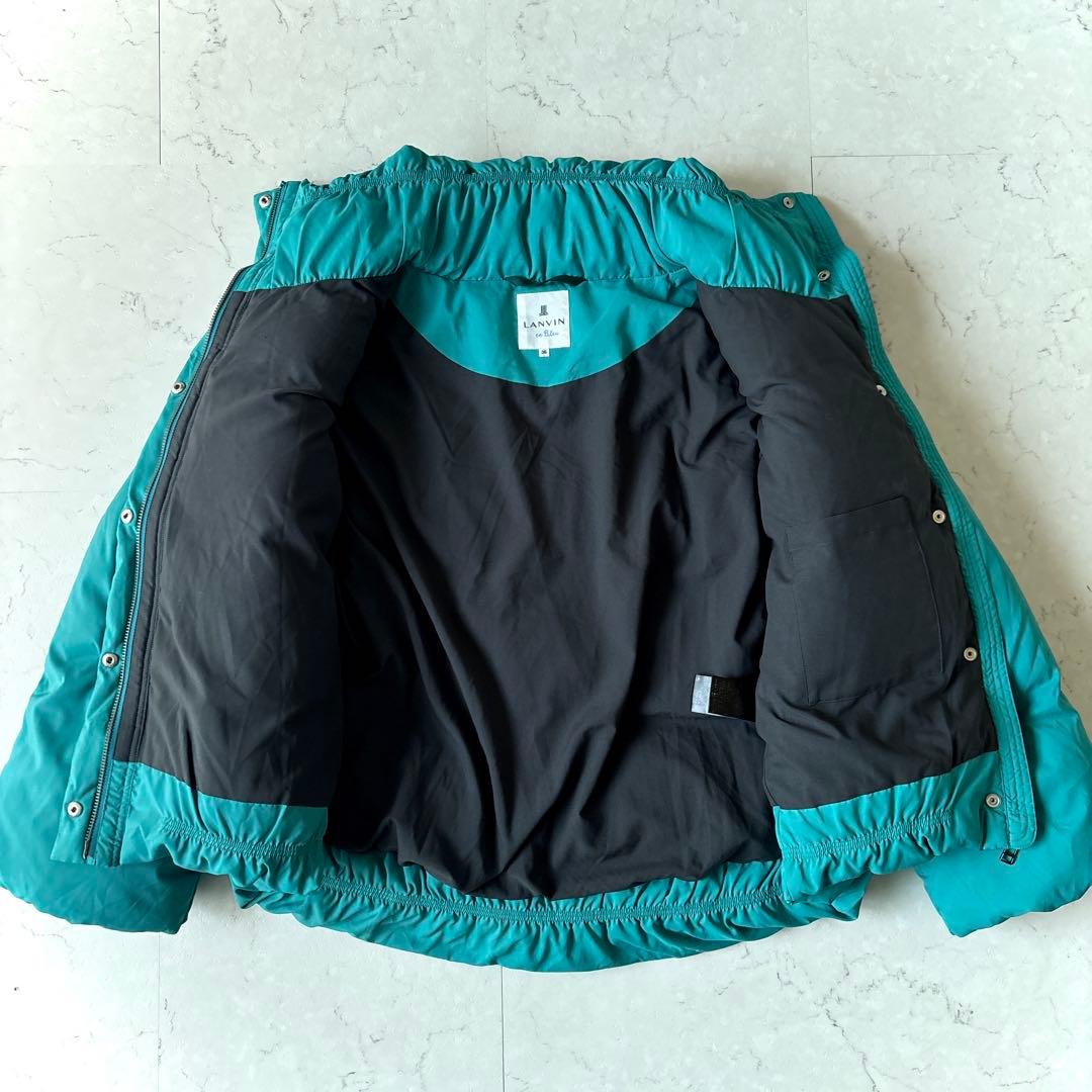 美品 ランバンオンブルー ショート丈ハイネックダウンジャケット ターコイズブルー