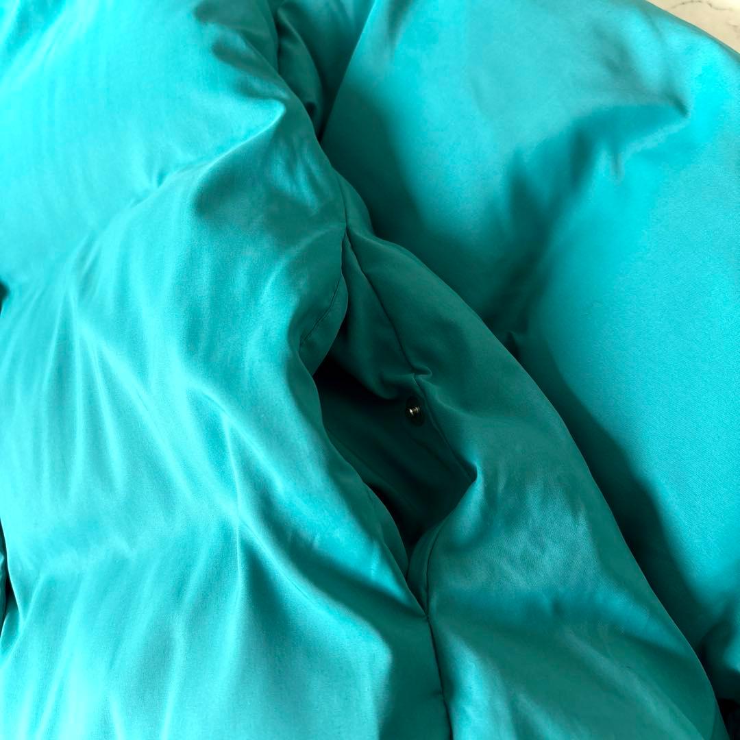 美品 ランバンオンブルー ショート丈ハイネックダウンジャケット ターコイズブルー