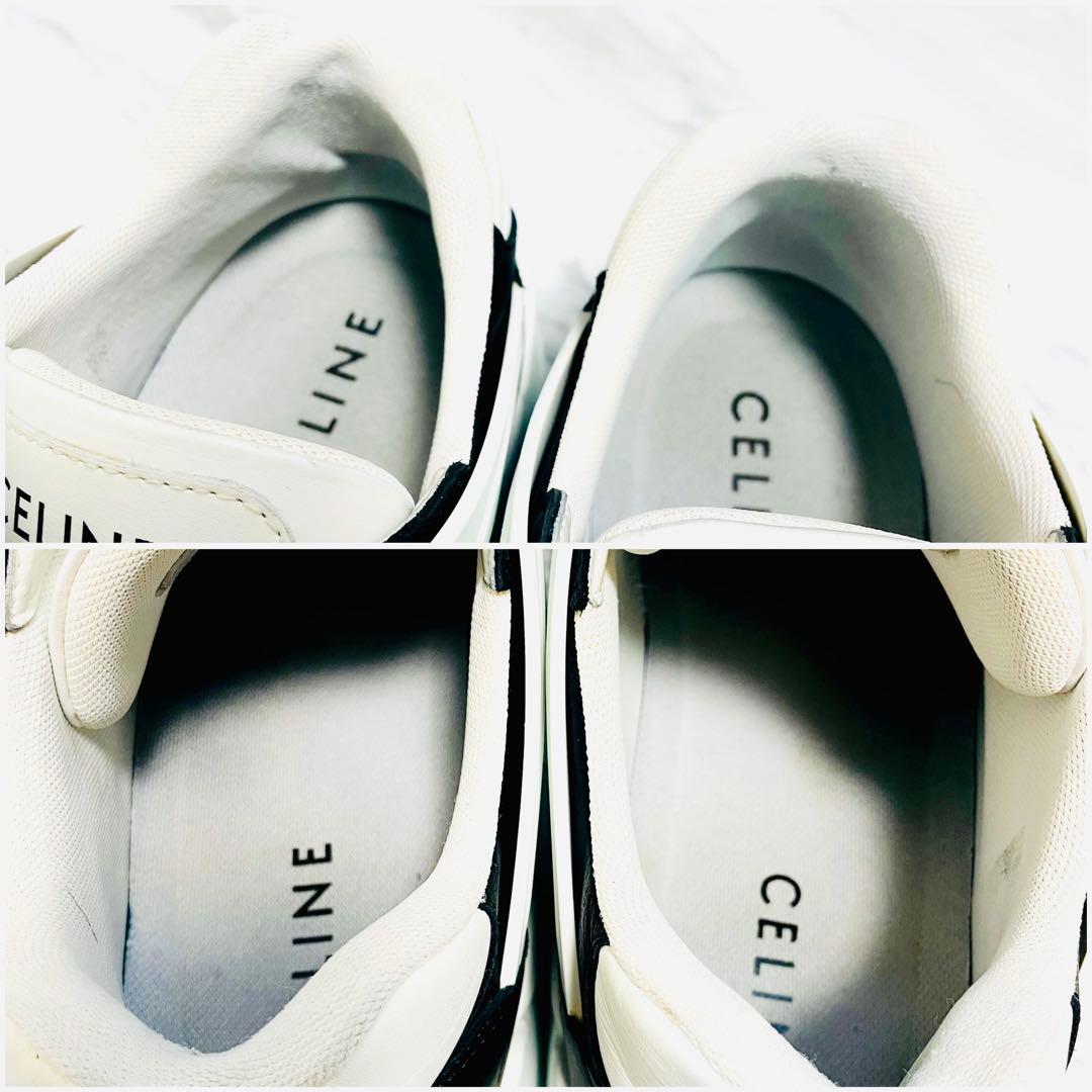 美品⭐️CELINE CT-07 サイドロゴ スニーカー レザー 白×黒27cm