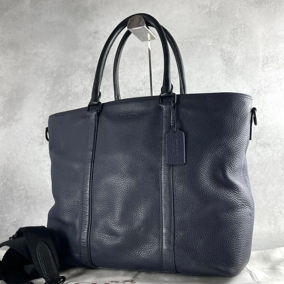 コーチ メトロポリタン トートバッグ 2way ビジネス レザー　ネイビー