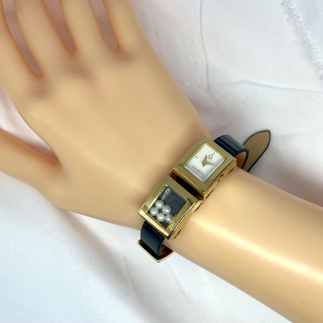 43 MIKIMOTO ミキモト シェル文字盤 5pパール ゴールド 稼働