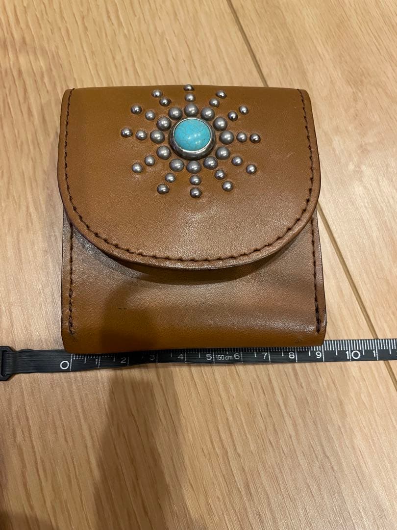 HTC レザーケース　ターコイズスタッズ　htc 財布 小銭入れ