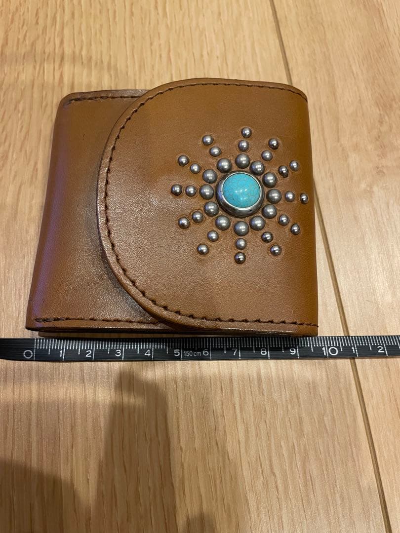 HTC レザーケース　ターコイズスタッズ　htc 財布 小銭入れ