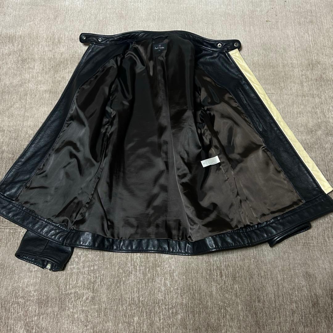 美品　PS PaulSmith シングルライダースジャケット　(L) 牛革　黒