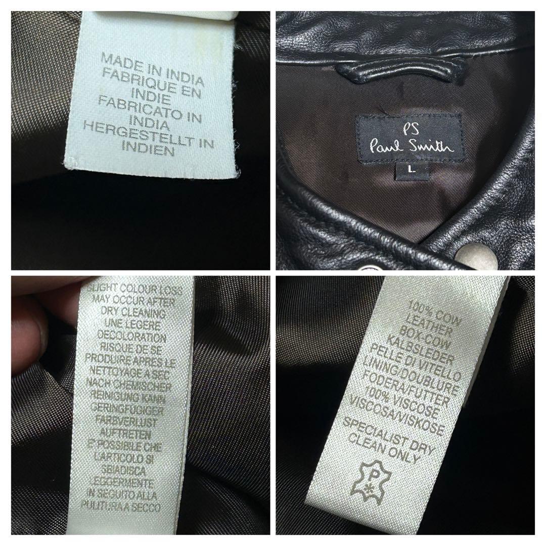 美品　PS PaulSmith シングルライダースジャケット　(L) 牛革　黒