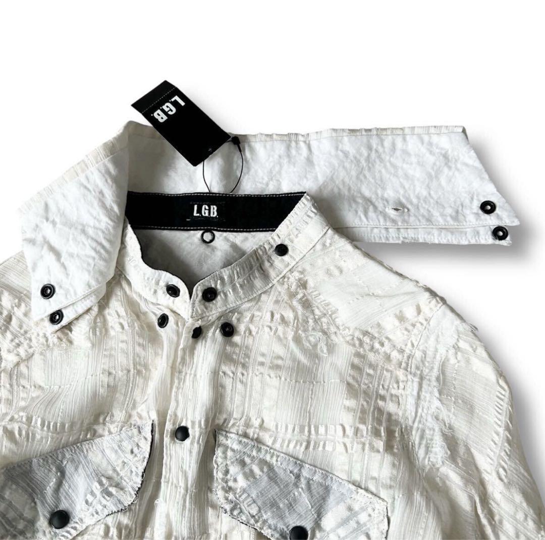 ね*郎様 L.G.B. ルグランブルー 変形 カットオフ チェックロングシャツ