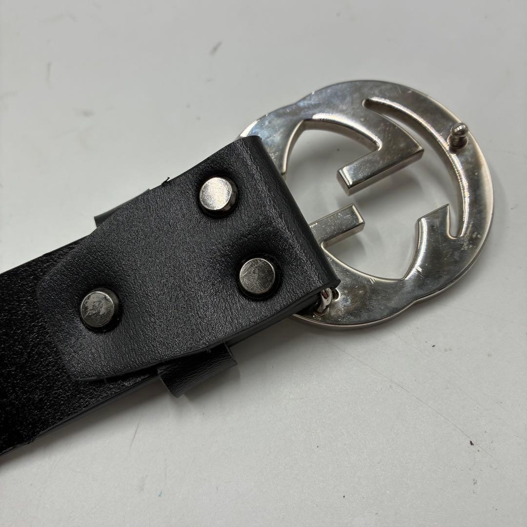 GUCCI グッチ インターロッキング ベルト シルバー ブラック