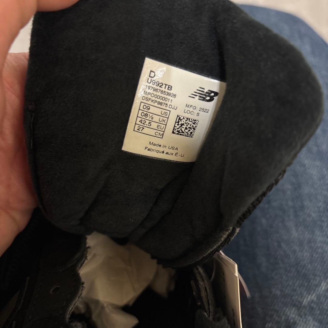 New Balance U992TBブラックスニーカー