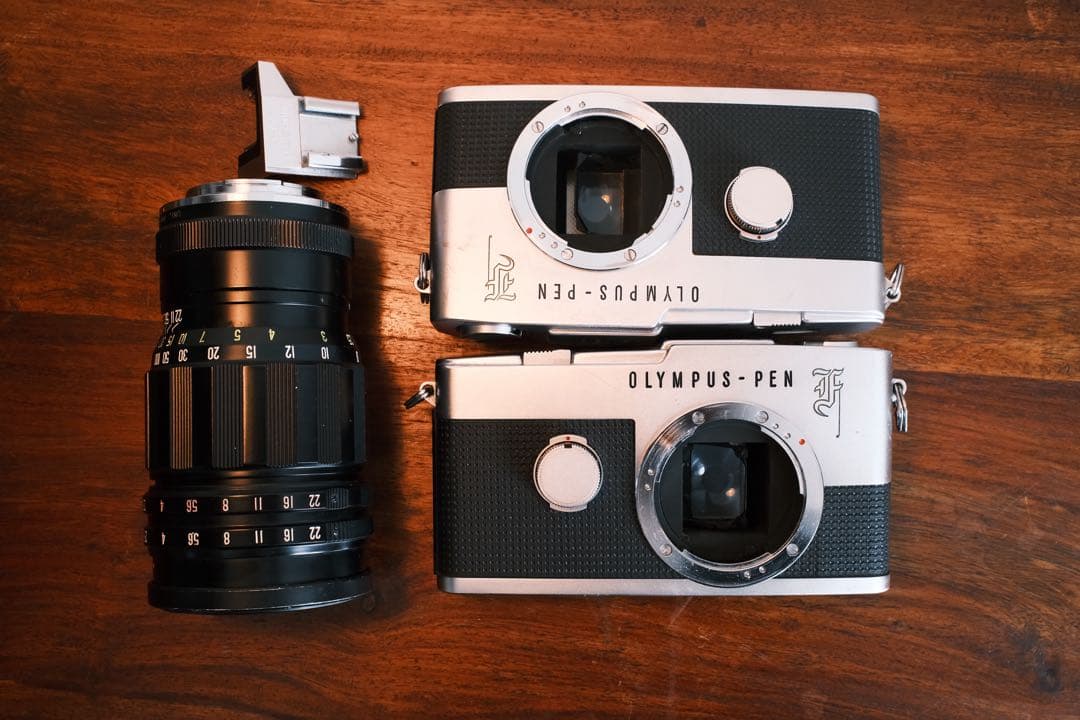 OLYMPUS PEN F ジャンクフィルムカメラセット KOMURAレンズ