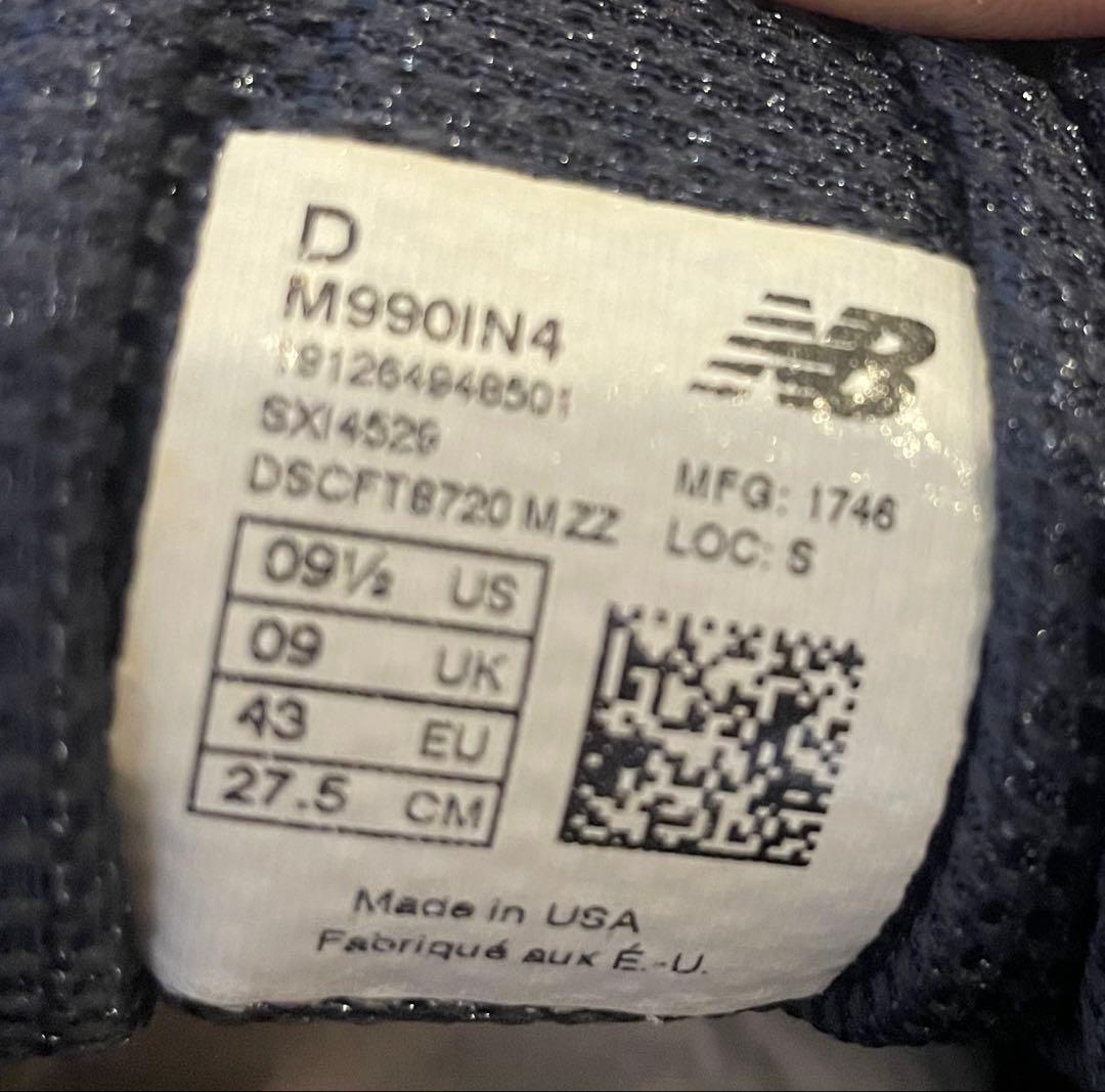 m*a様 New Balance 990V4 USA製 M990IN4 27.5