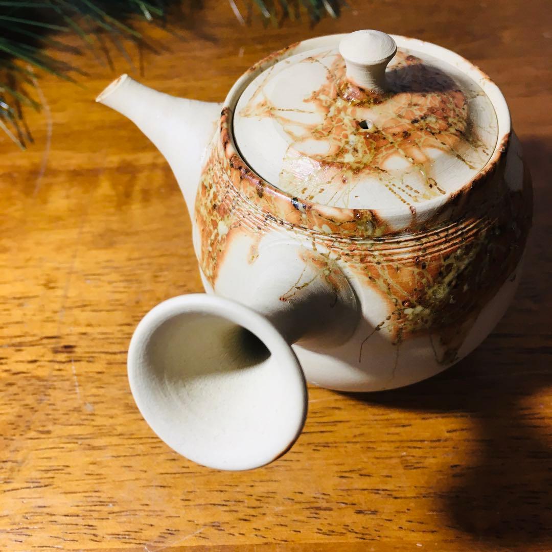 【新品未使用品】常滑焼 　谷川仁　白泥藻掛　煎茶器揃　茶托付き　共箱なし