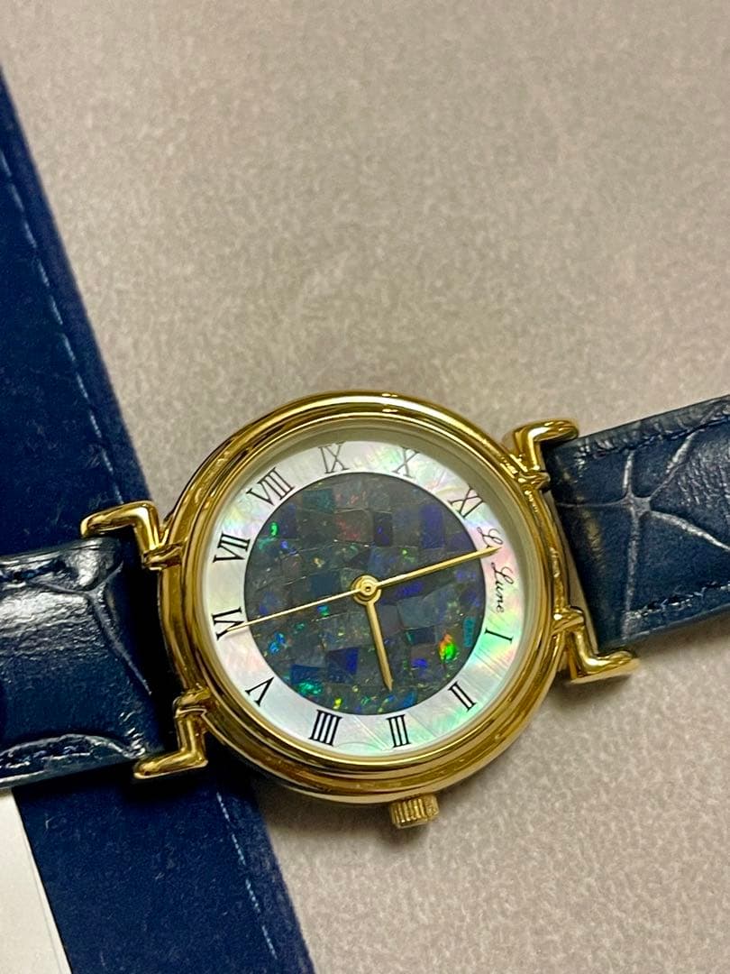 La Lune 天然オパール レディース 腕時計 クォーツ Opal Watch