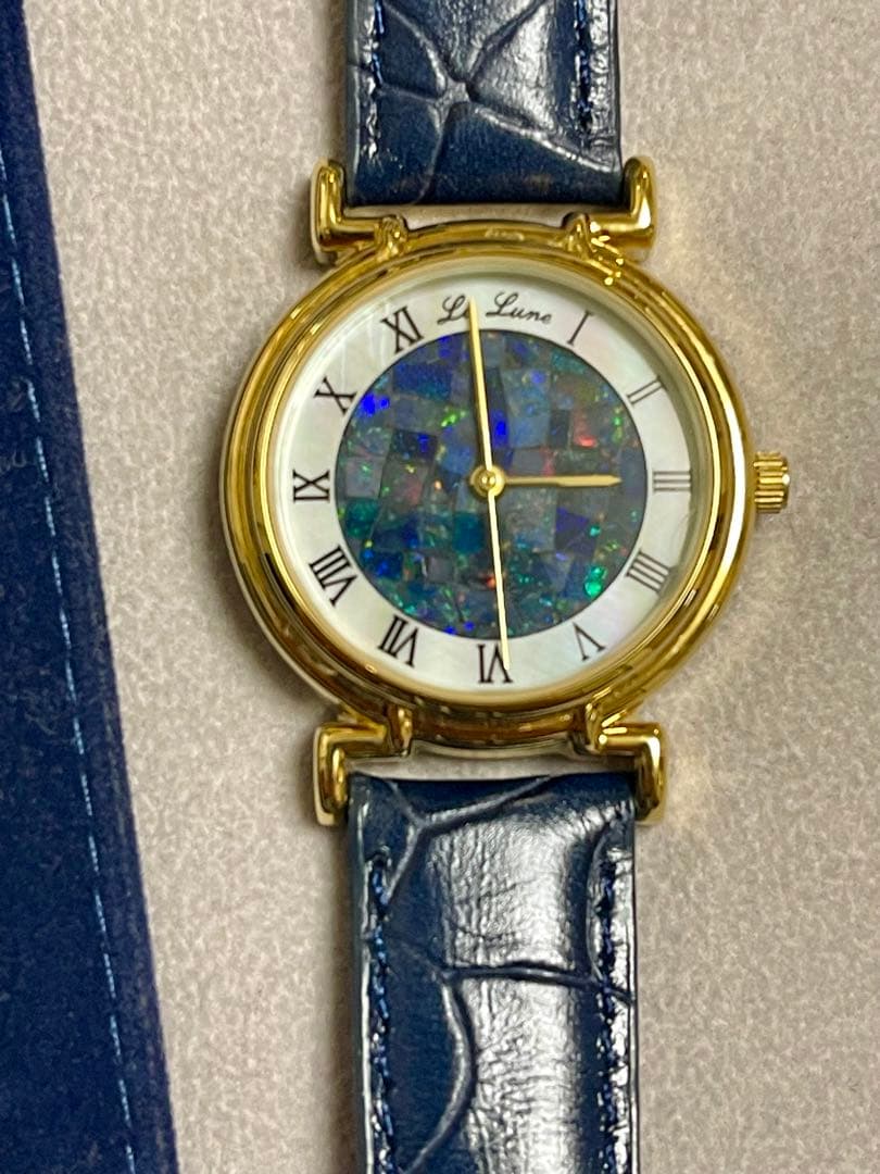 La Lune 天然オパール レディース 腕時計 クォーツ Opal Watch