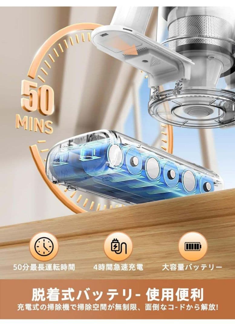掃除機コードレス【2025革新モデル 46000pa強力吸引& LED液晶ディス