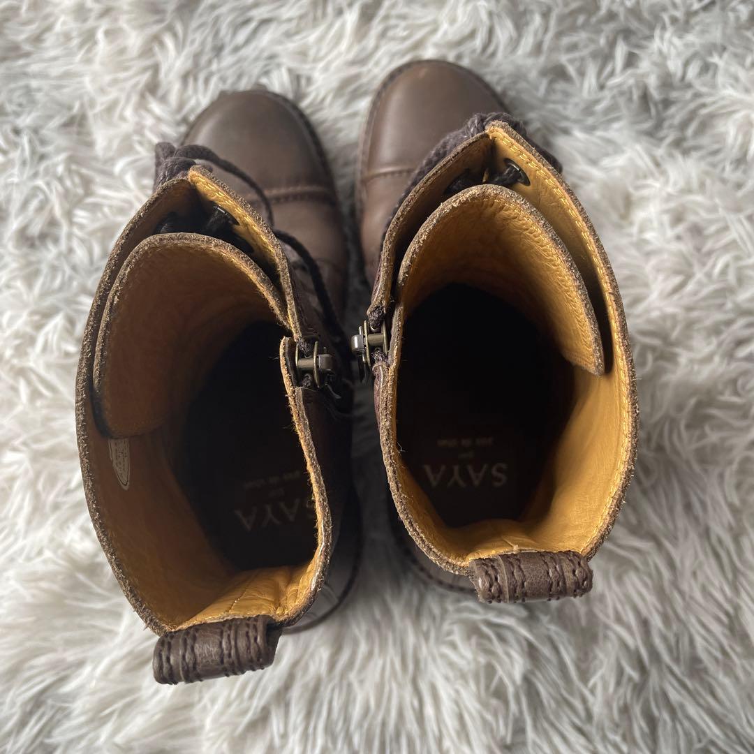 【極美品】サヤ SAYA レースアップブーツ サイドジップ 23.5