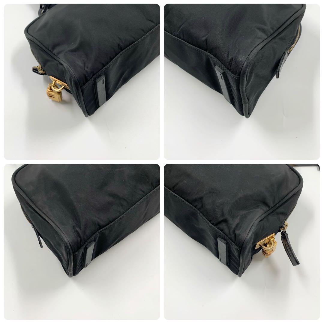 【✨極美品✨】 プラダ ミニボストンバッグ 三角ロゴ 南京錠 ナイロン ブラック