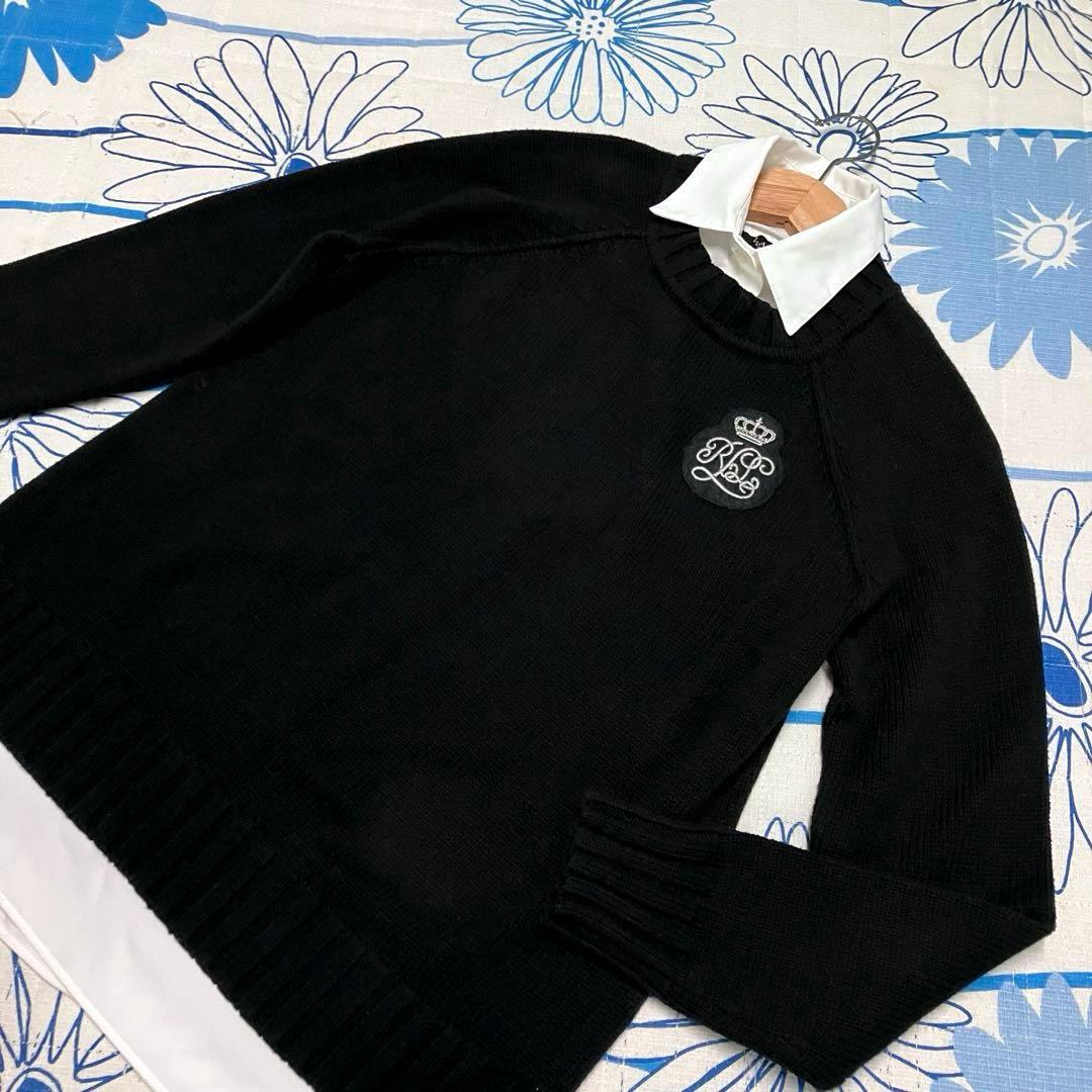 【希少】ラルフローレン　ロゴ　ワッペン　レイヤード　シャツ　ニット　セーター