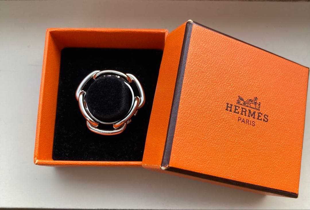 エルメス　シルバー　スカーフリング レガート　シェーヌダンクル