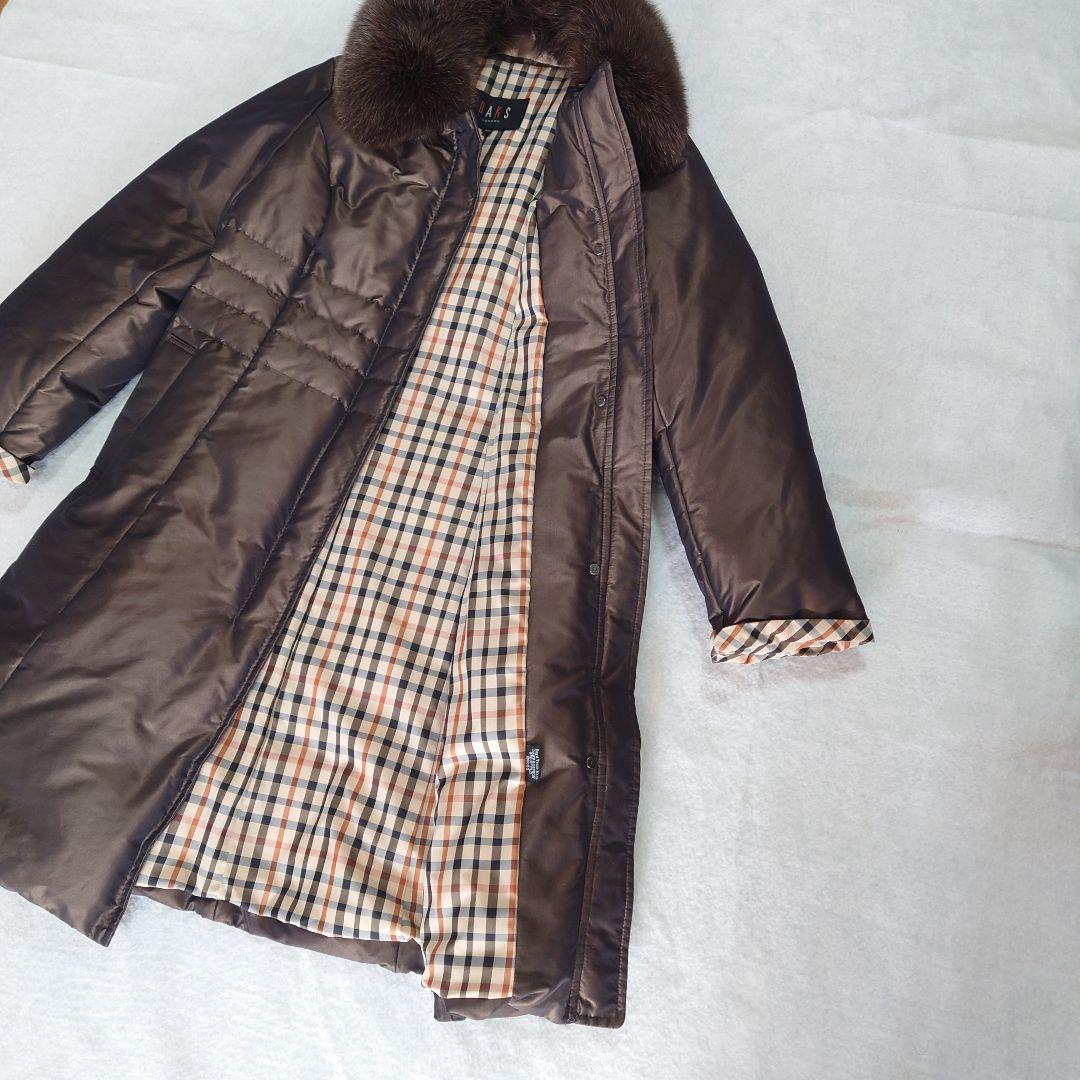 美品!!DAKS ダックス　フォックス ダウンコート ハウスチェック　Aライン