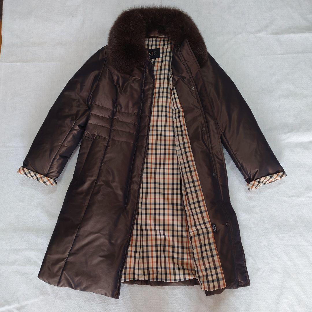 美品!!DAKS ダックス　フォックス ダウンコート ハウスチェック　Aライン