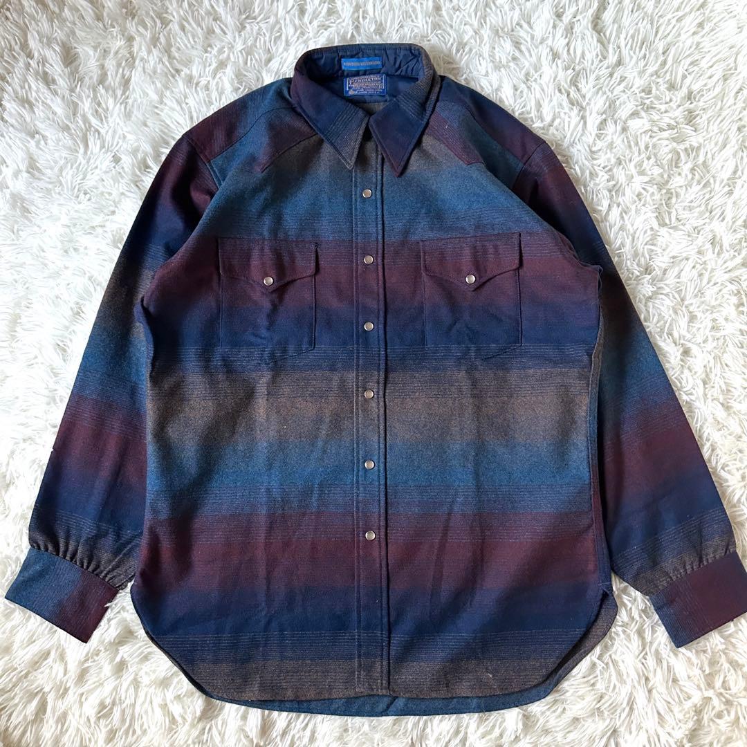 極美品 ペンドルトン 70s オンブレネルシャツ USA製 L ほぼデッド