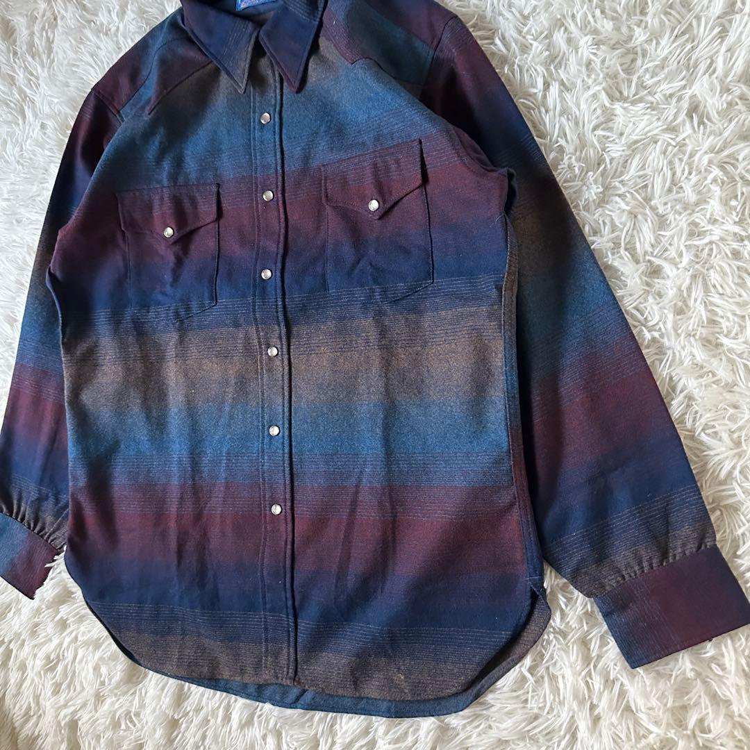 極美品 ペンドルトン 70s オンブレネルシャツ USA製 L ほぼデッド