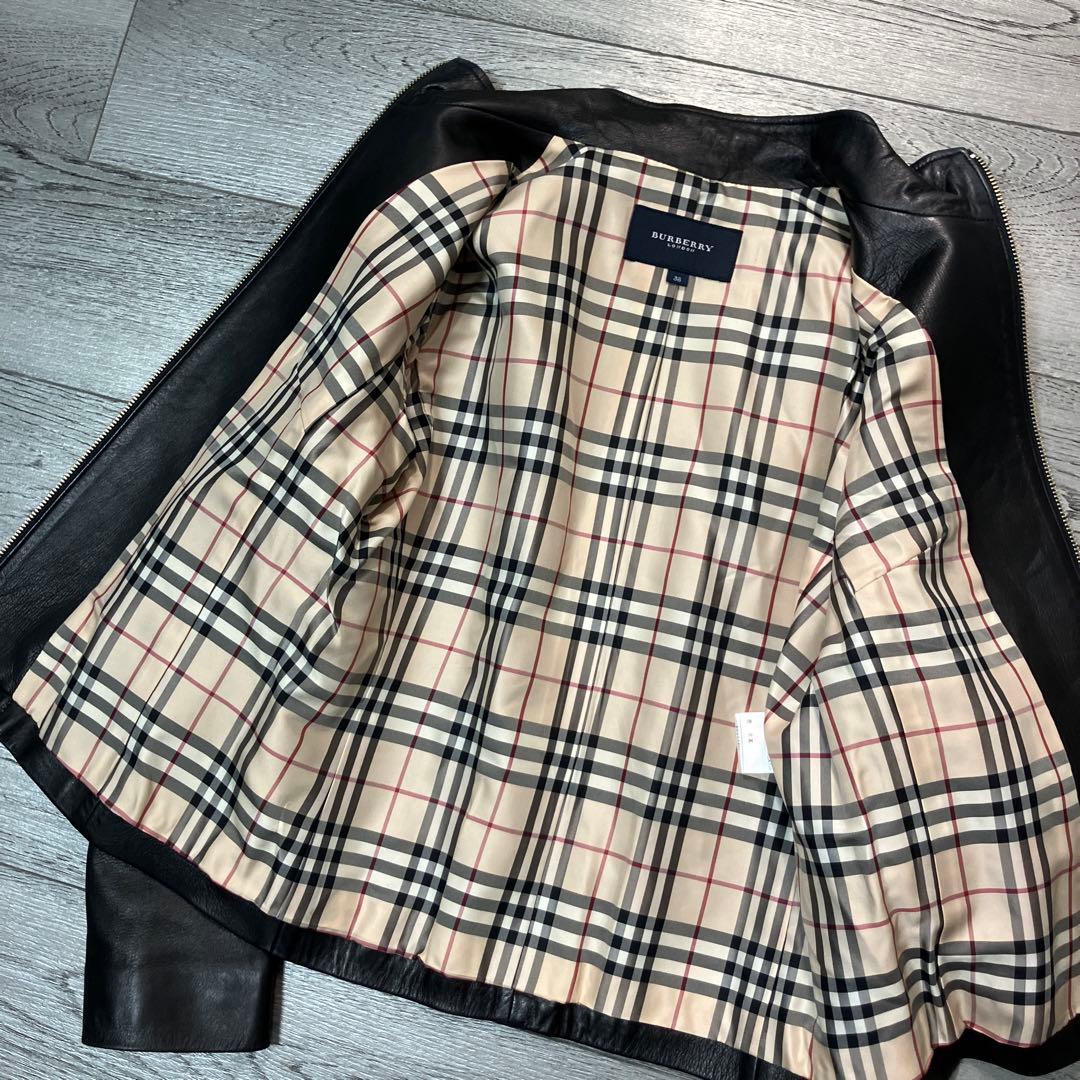 希少 BURBERRY LONDON ノバチェック レザージャケット 38