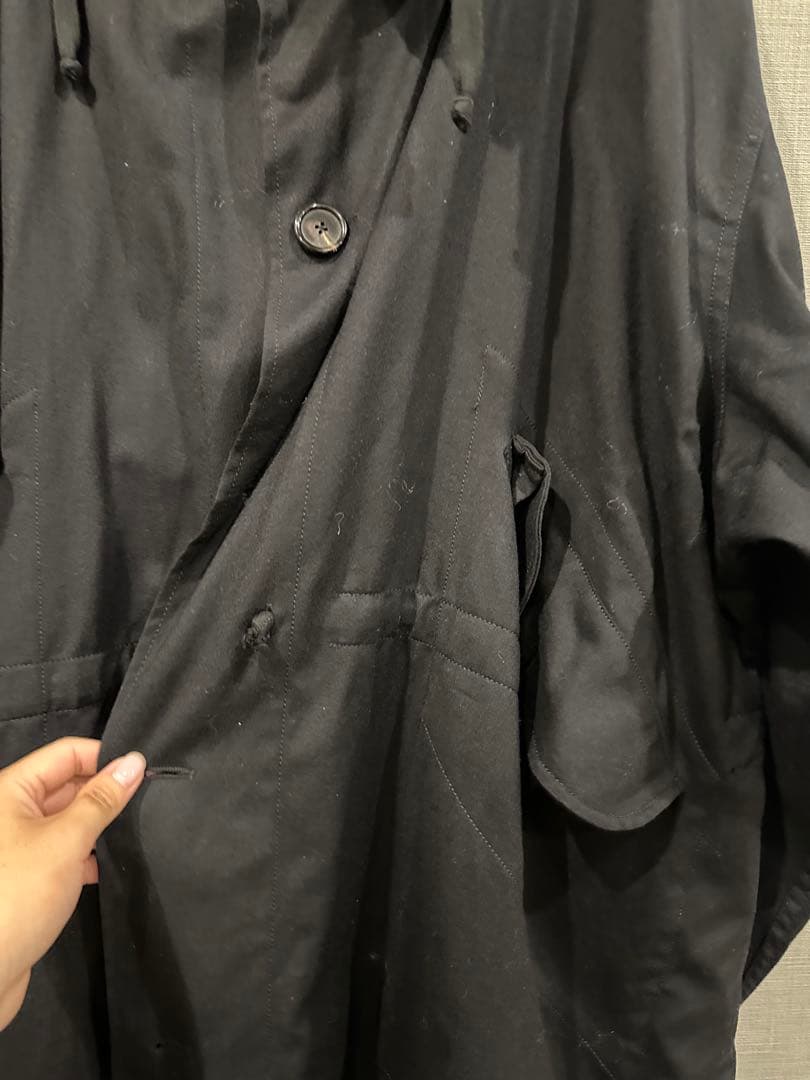 アンドゥムルメステール　オーバーサイズ フード付き モッズコート 黒